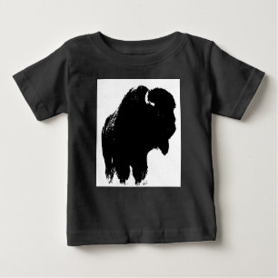 Black & White Pop Art Bison Buffalo Baby T-Shirt