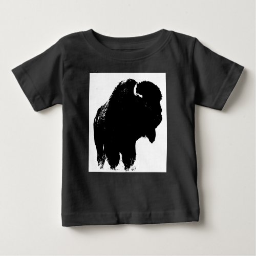 Black  White Pop Art Bison Buffalo Baby T_Shirt