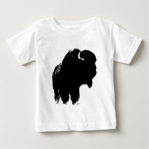 Black & White Pop Art Bison Buffalo Baby T-Shirt