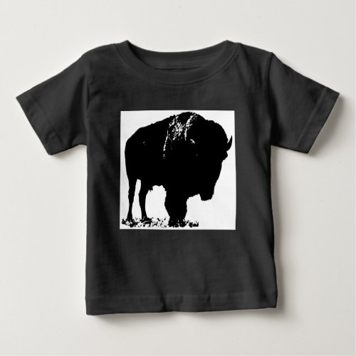 Black  White Pop Art Bison Buffalo Baby T_Shirt