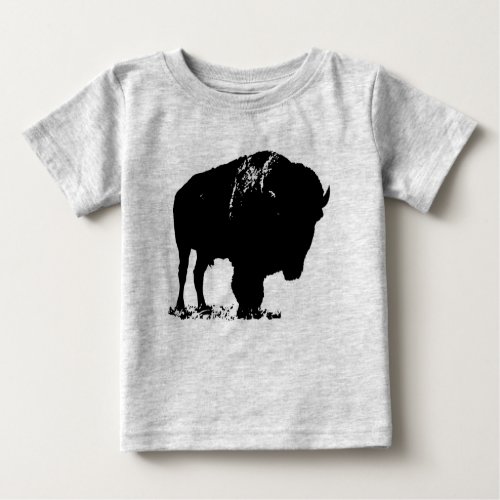 Black  White Pop Art Bison Buffalo Baby T_Shirt