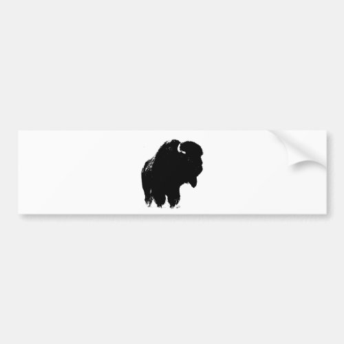 Black  White Pop Art Bison Buffalo Bumper Sticker