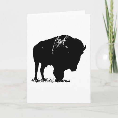 Black  White Pop Art Bison Buffalo Card