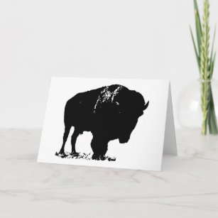 Black & White Pop Art Bison Buffalo Card