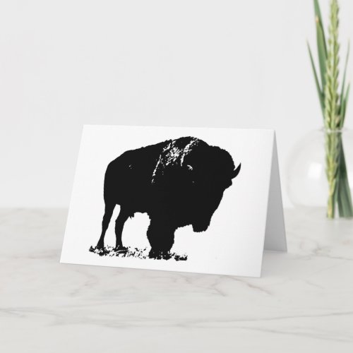 Black  White Pop Art Bison Buffalo Card