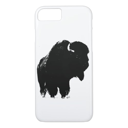 Black  White Pop Art Bison Buffalo iPhone 87 Case