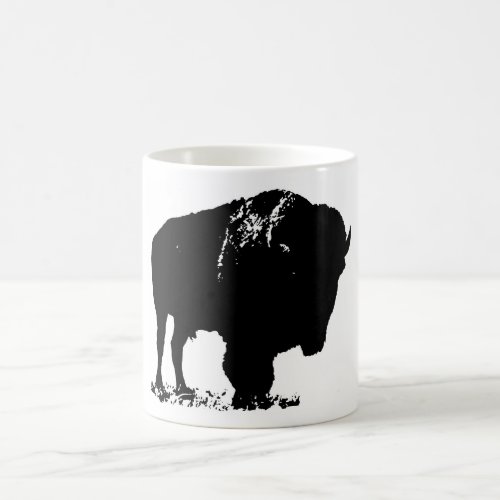 Black  White Pop Art Bison Buffalo Coffee Mug