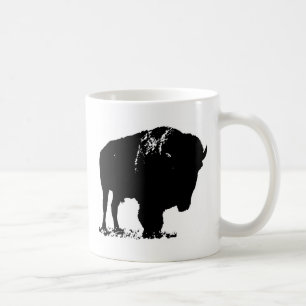 Black & White Pop Art Bison Buffalo Coffee Mug