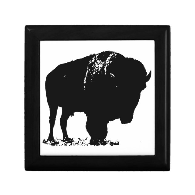 Black & White Pop Art Bison Buffalo Gift Box (Front)
