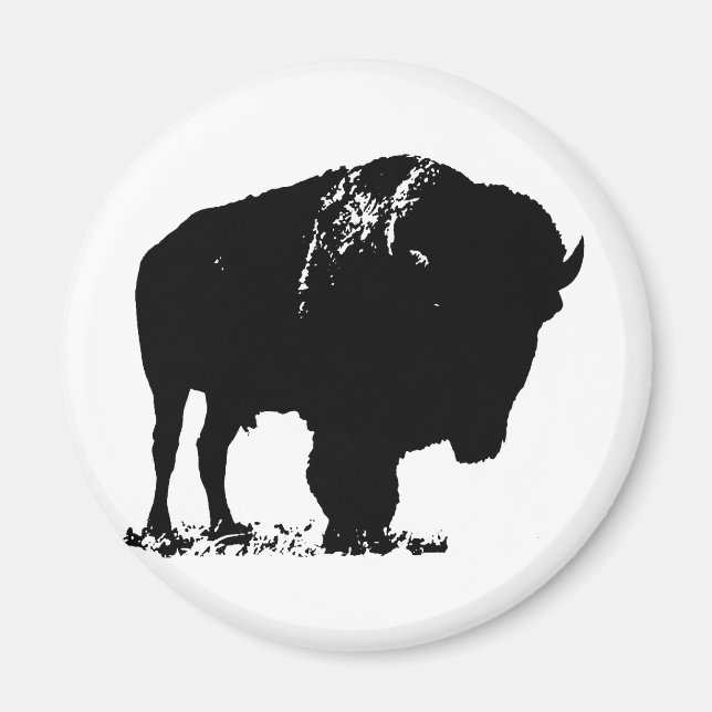 Black & White Pop Art Bison Buffalo Magnet (Front)