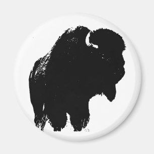 Black & White Pop Art Bison Buffalo Magnet
