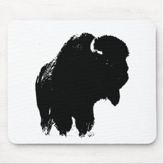 Black & White Pop Art Bison Buffalo Mouse Pad
