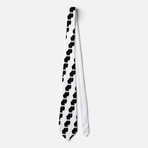 Black  White Pop Art Bison Buffalo Neck Tie