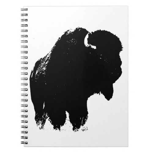 Black  White Pop Art Bison Buffalo Notebook