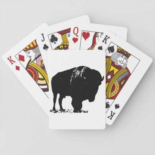 Black  White Pop Art Bison Buffalo Poker Cards