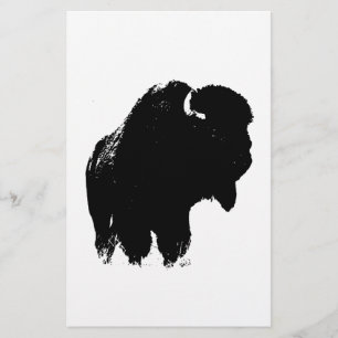 Black & White Pop Art Bison Buffalo Stationery
