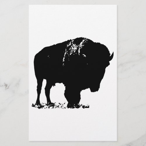 Black  White Pop Art Bison Buffalo Stationery