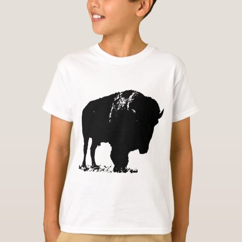 Black  White Pop Art Bison Buffalo T_Shirt