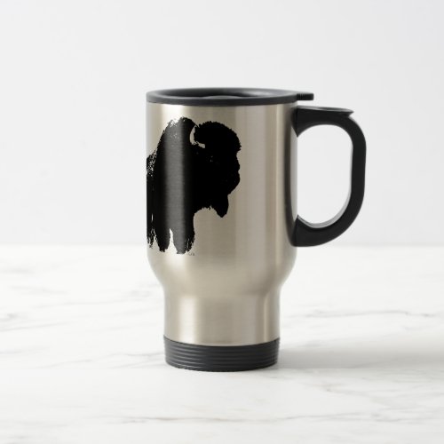 Black  White Pop Art Bison Buffalo Travel Mug