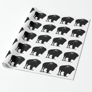 Black & White Pop Art Bison Buffalo Wrapping Paper