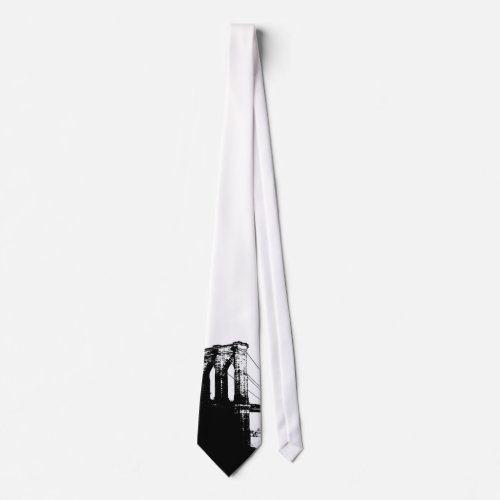 Black  White Pop Art Brooklyn Bridge Neck Ties