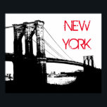 Black White Pop Art Brooklyn Bridge New York City Poster<br><div class="desc">New York City - Manhattan Skyscrapers Digital Art Image</div>