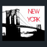 Black White Pop Art Brooklyn Bridge New York City Poster<br><div class="desc">New York City - Manhattan Skyscrapers Digital Art Image</div>