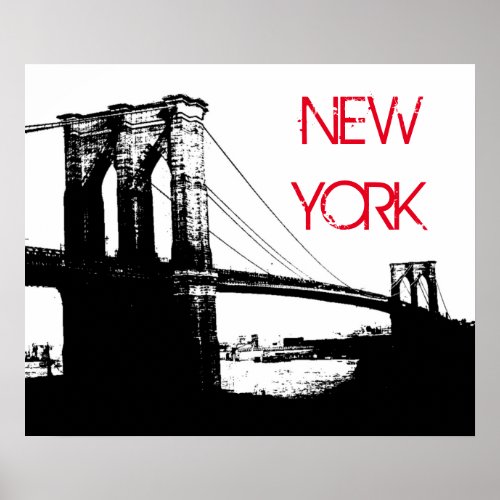 Black White Pop Art Brooklyn Bridge New York City Poster