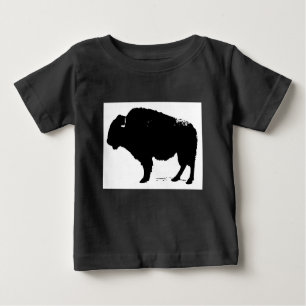 Black & White Pop Art Buffalo Bison Baby T-Shirt