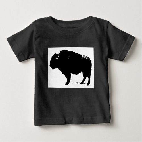 Black  White Pop Art Buffalo Bison Baby T_Shirt