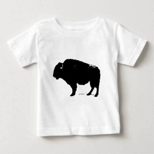 Black  White Pop Art Buffalo Bison Baby T_Shirt