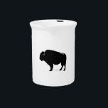 Black & White Pop Art Buffalo Bison Beverage Pitcher<br><div class="desc">Iconic American History Symbol Images - Black & White Buffalo - Bison Silhouette Artwork</div>