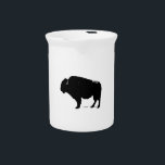 Black & White Pop Art Buffalo Bison Beverage Pitcher<br><div class="desc">Iconic American History Symbol Images - Black & White Buffalo - Bison Silhouette Artwork</div>