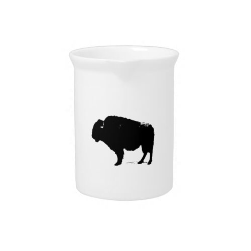 Black  White Pop Art Buffalo Bison Beverage Pitcher
