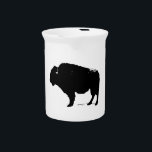 Black & White Pop Art Buffalo Bison Beverage Pitcher<br><div class="desc">Iconic American History Symbol Images - Black & White Buffalo - Bison Silhouette Artwork</div>