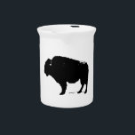 Black & White Pop Art Buffalo Bison Beverage Pitcher<br><div class="desc">Iconic American History Symbol Images - Black & White Buffalo - Bison Silhouette Artwork</div>