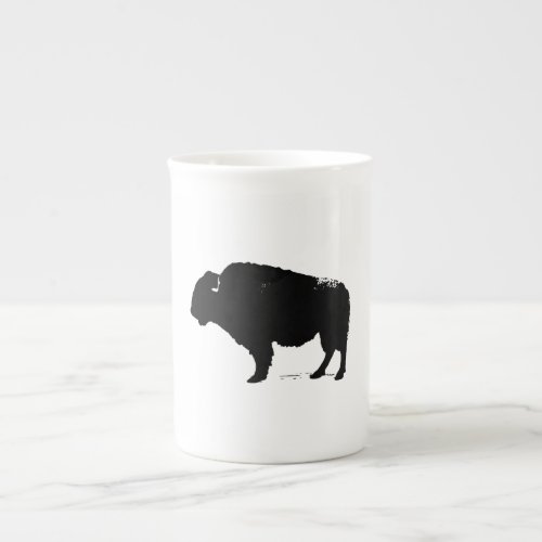 Black  White Pop Art Buffalo Bison Bone China Mug