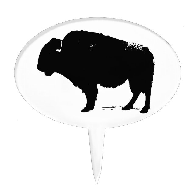 Black & White Pop Art Buffalo Bison Cake Topper (Front)