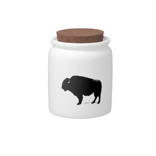 Black  White Pop Art Buffalo Bison Candy Jar