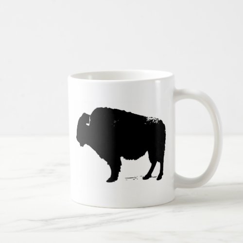 Black  White Pop Art Buffalo Bison Coffee Mug
