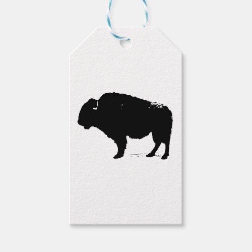Black  White Pop Art Buffalo Bison Gift Tags