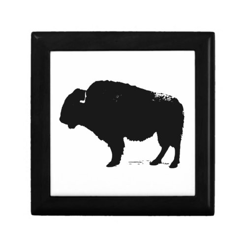 Black  White Pop Art Buffalo Bison Jewelry Box