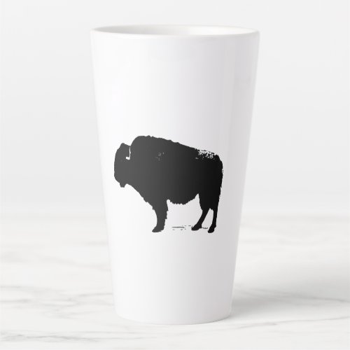 Black  White Pop Art Buffalo Bison Latte Mug