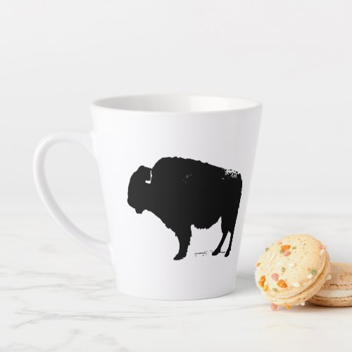 Black  White Pop Art Buffalo Bison Latte Mug
