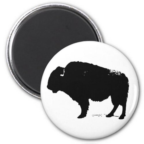 Black  White Pop Art Buffalo Bison Magnet