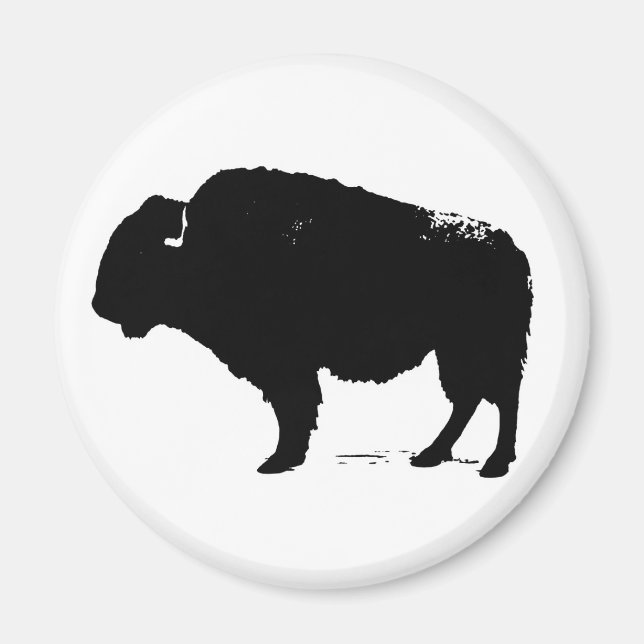 Black & White Pop Art Buffalo Bison Magnet (Front)