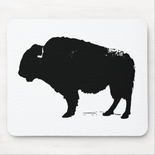 Black  White Pop Art Buffalo Bison Mouse Pad