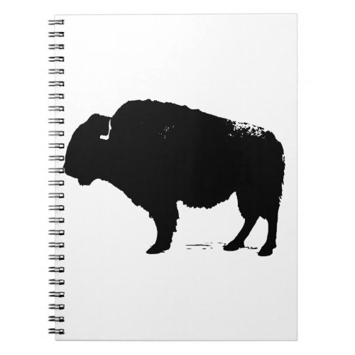Black  White Pop Art Buffalo Bison Notebook