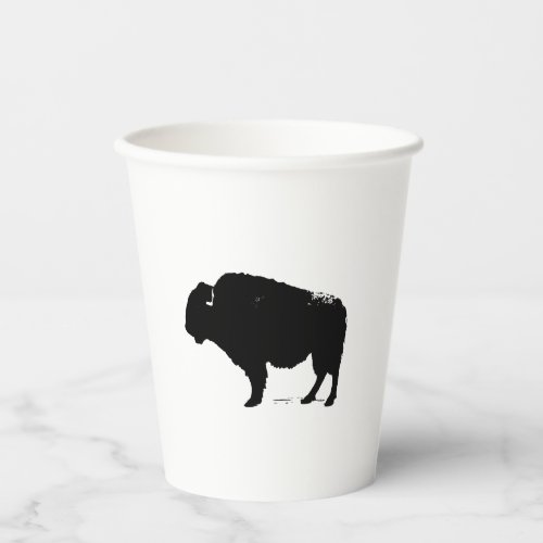 Black  White Pop Art Buffalo Bison Paper Cups