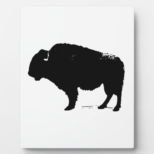 Black  White Pop Art Buffalo Bison Plaque